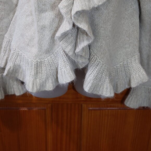 Sarah Spencer Light Gray Marled Ruffle Front Cropped Cardigan Sweater XL Angora - Picture 4 of 15